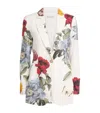 Alice And Olivia Linen-blend Floral Breann Blazer In White