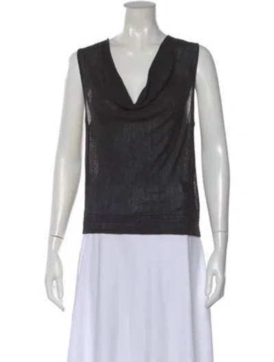 Pre-owned Alice And Olivia Linen Cowl Neck Top In Black