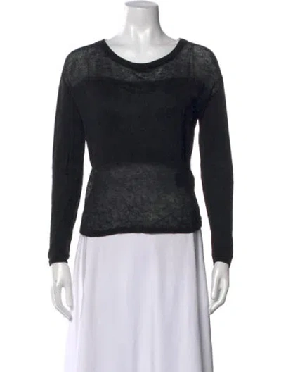 Pre-owned Alice And Olivia Linen Crew Neck Sweater In Black