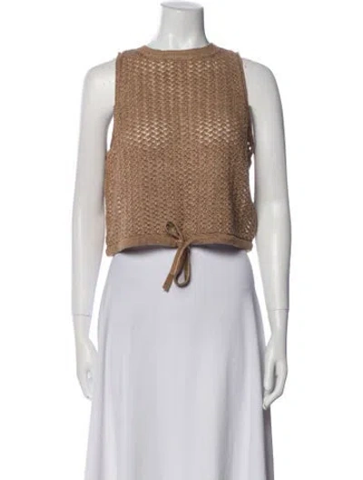 Pre-owned Alice And Olivia Linen Crew Neck Sweater In Brown