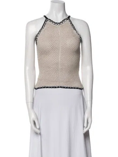 Pre-owned Alice And Olivia Linen Crew Neck Sweater In Neutral