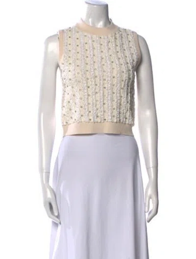 Pre-owned Alice And Olivia Linen Crew Neck Sweater In Neutral