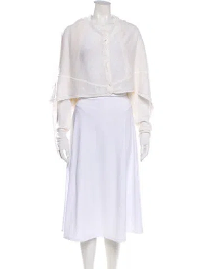 Pre-owned Alice And Olivia Linen Crew Neck Sweater In White