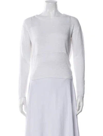 Pre-owned Alice And Olivia Linen Crew Neck Sweater In White