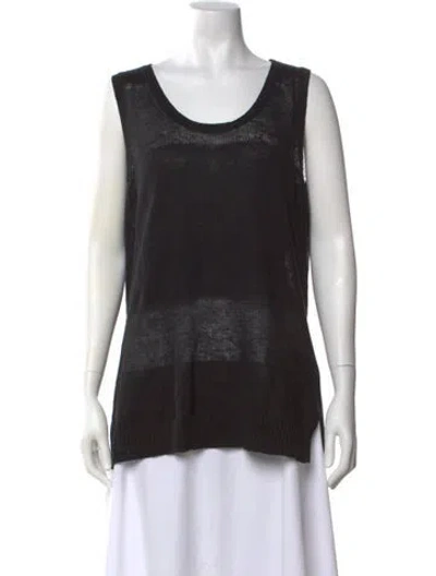 Pre-owned Alice And Olivia Linen Crew Neck Top In Black