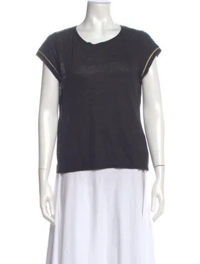 Pre-owned Alice And Olivia Linen Crew Neck T-shirt In Gray