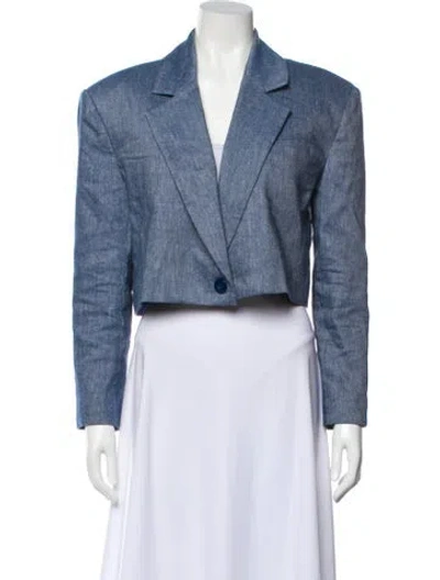Pre-owned Alice And Olivia Linen Denim Jacket In Blue