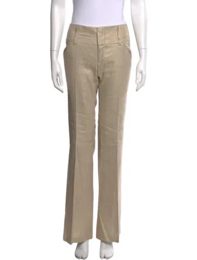Pre-owned Alice And Olivia Linen Flared Pants In Gold