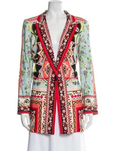 Pre-owned Alice And Olivia Linen Floral Print Blazer In Multi