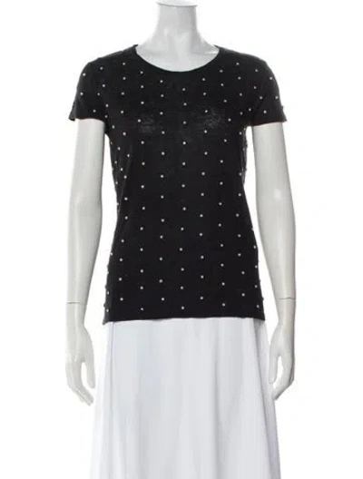 Pre-owned Alice And Olivia Linen Graphic Print Top In Black