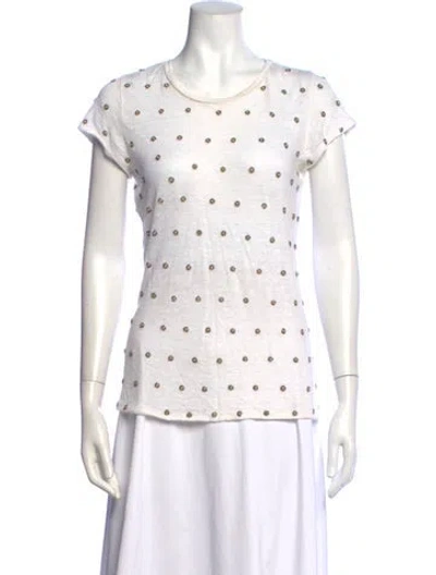 Pre-owned Alice And Olivia Linen Graphic Print T-shirt In Neutrals