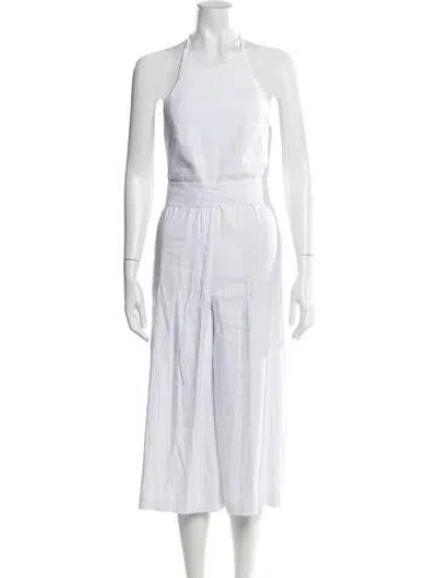 Pre-owned Alice And Olivia Linen Halterneck Jumpsuit In White