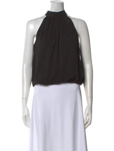 Pre-owned Alice And Olivia Linen Halterneck Top In Black