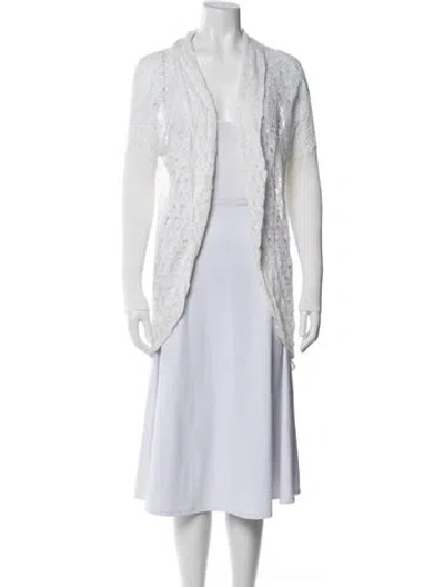 Pre-owned Alice And Olivia Linen Lace Pattern Jacket In White