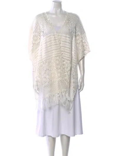 Pre-owned Alice And Olivia Linen Lace Pattern Sweater W/ Tags In White