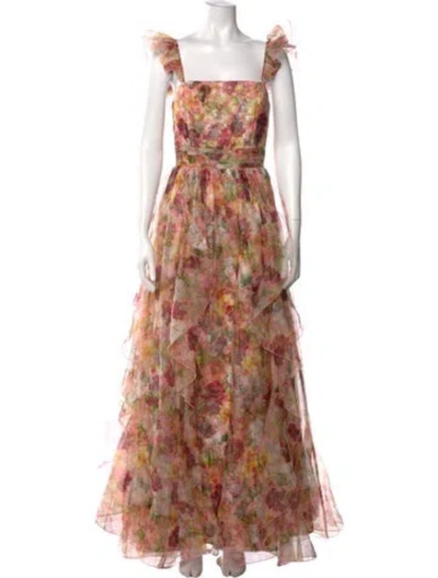 Pre-owned Alice And Olivia Linen Long Dress In Pink