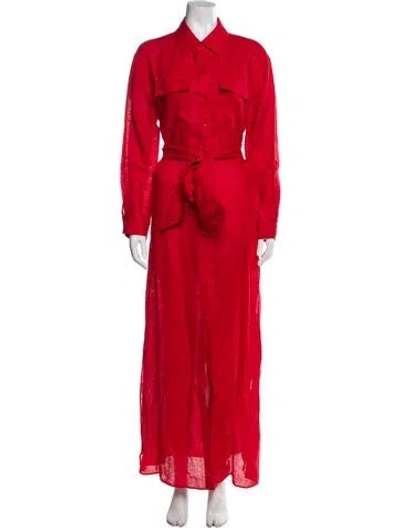 Pre-owned Alice And Olivia Linen Long Dress In Red