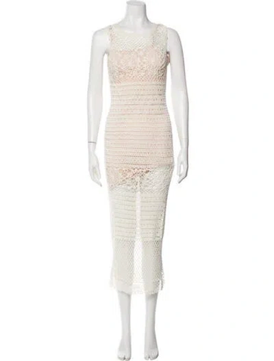 Pre-owned Alice And Olivia Linen Long Dress In White