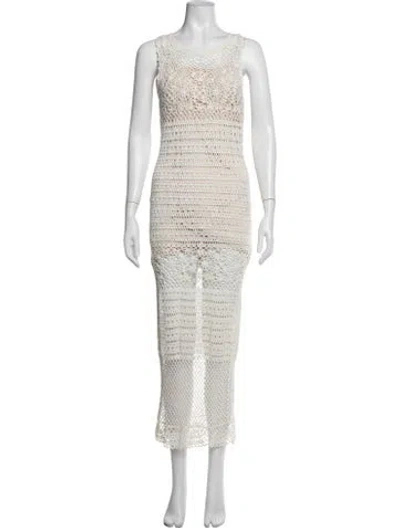 Pre-owned Alice And Olivia Linen Long Dress In White