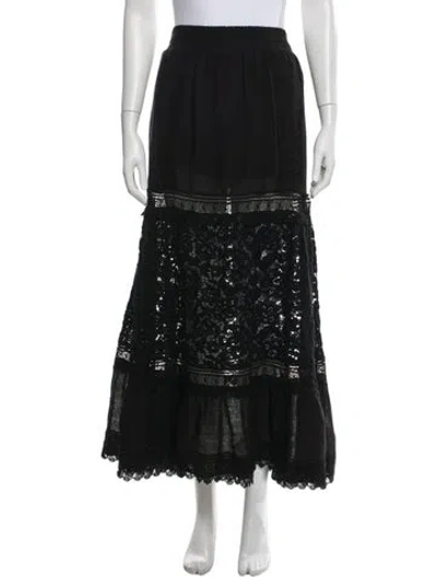 Pre-owned Alice And Olivia Linen Long Skirt In Blue