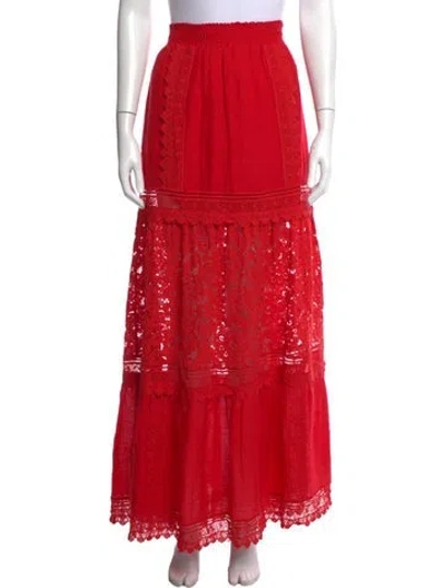 Pre-owned Alice And Olivia Linen Long Skirt In Red