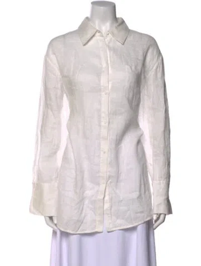 Pre-owned Alice And Olivia Linen Long Sleeve Tunic In White
