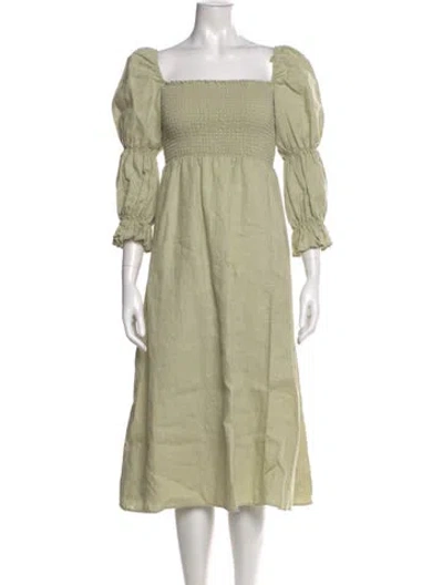 Pre-owned Alice And Olivia Linen Midi Length Dress In Green