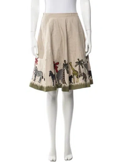 Pre-owned Alice And Olivia Linen Midi Length Skirt In Neutrals