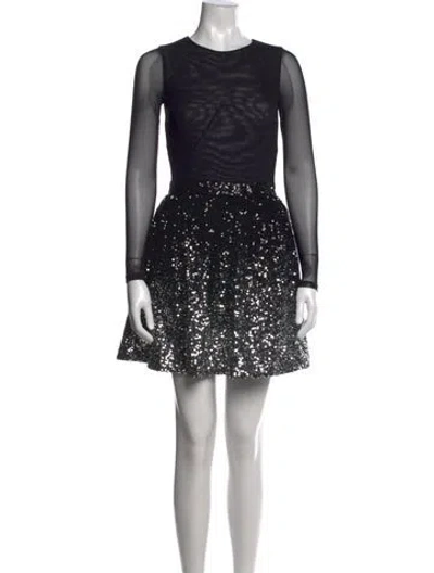 Pre-owned Alice And Olivia Linen Mini Dress In Black