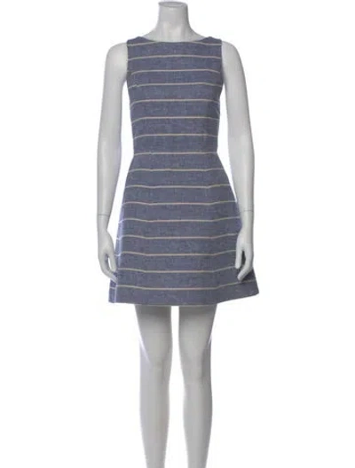 Pre-owned Alice And Olivia Linen Mini Dress In Blue