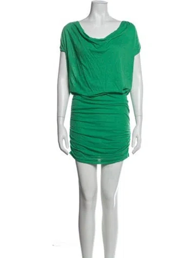 Pre-owned Alice And Olivia Linen Mini Dress In Green