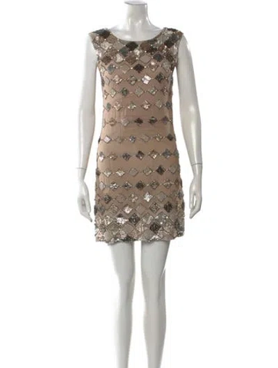 Pre-owned Alice And Olivia Linen Mini Dress In Neutral