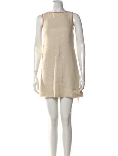 Pre-owned Alice And Olivia Linen Mini Dress In Neutrals