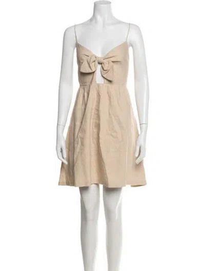 Pre-owned Alice And Olivia Linen Mini Dress In Neutrals
