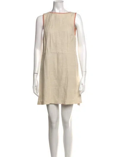 Pre-owned Alice And Olivia Linen Mini Dress In Neutrals