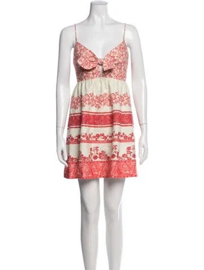 Pre-owned Alice And Olivia Linen Mini Dress In Red