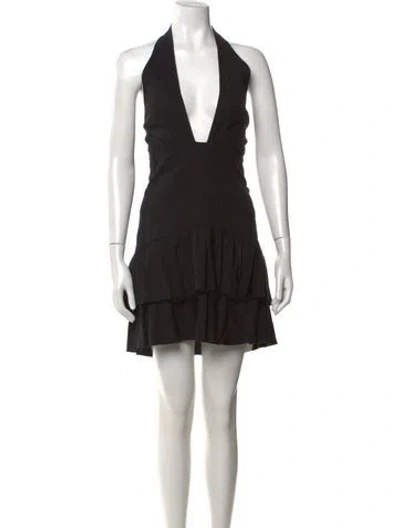 Pre-owned Alice And Olivia Linen Mini Dress W/ Tags In Black