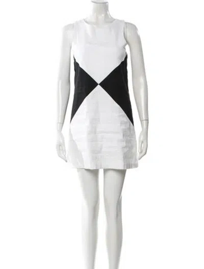 Pre-owned Alice And Olivia Linen Mini Dress In White