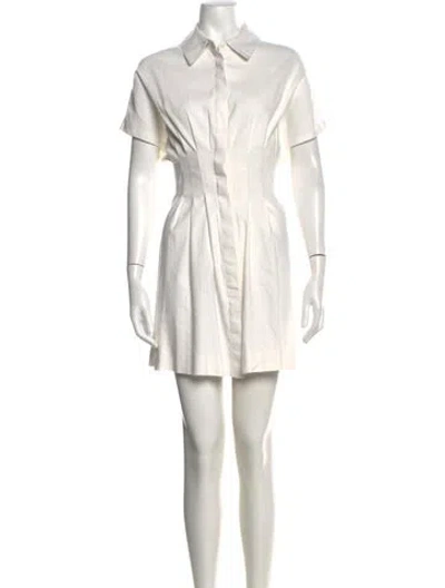 Pre-owned Alice And Olivia Linen Mini Dress In White