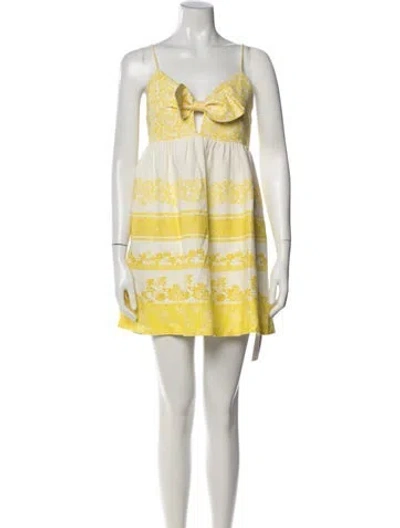 Pre-owned Alice And Olivia Linen Mini Dress In Yellow