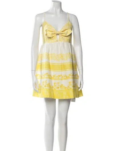 Pre-owned Alice And Olivia Linen Mini Dress In Yellow