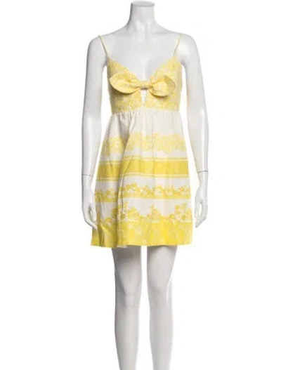 Pre-owned Alice And Olivia Linen Mini Dress In Yellow