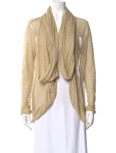 Pre-owned Alice And Olivia Linen Open Front Sweater In Brown