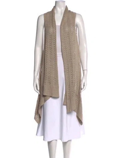 Pre-owned Alice And Olivia Linen Open Front Sweater In Neutrals