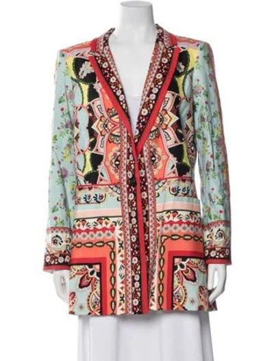 Pre-owned Alice And Olivia Linen Paisley Print Blazer In Multi