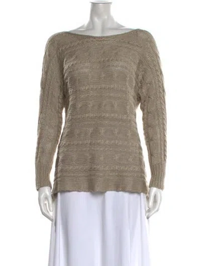 Pre-owned Alice And Olivia Linen Patterned Sweater In Brown