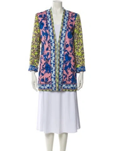 Pre-owned Alice And Olivia Linen Printed Evening Jacket In Pink