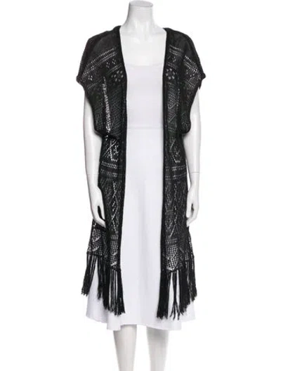 Pre-owned Alice And Olivia Linen Printed Vest In Black