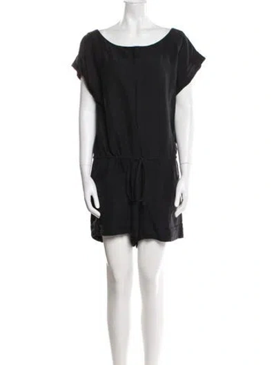 Pre-owned Alice And Olivia Linen Scoop Neck Romper In Black
