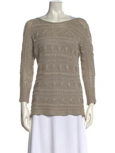 Pre-owned Alice And Olivia Linen Scoop Neck Sweater In Neutral